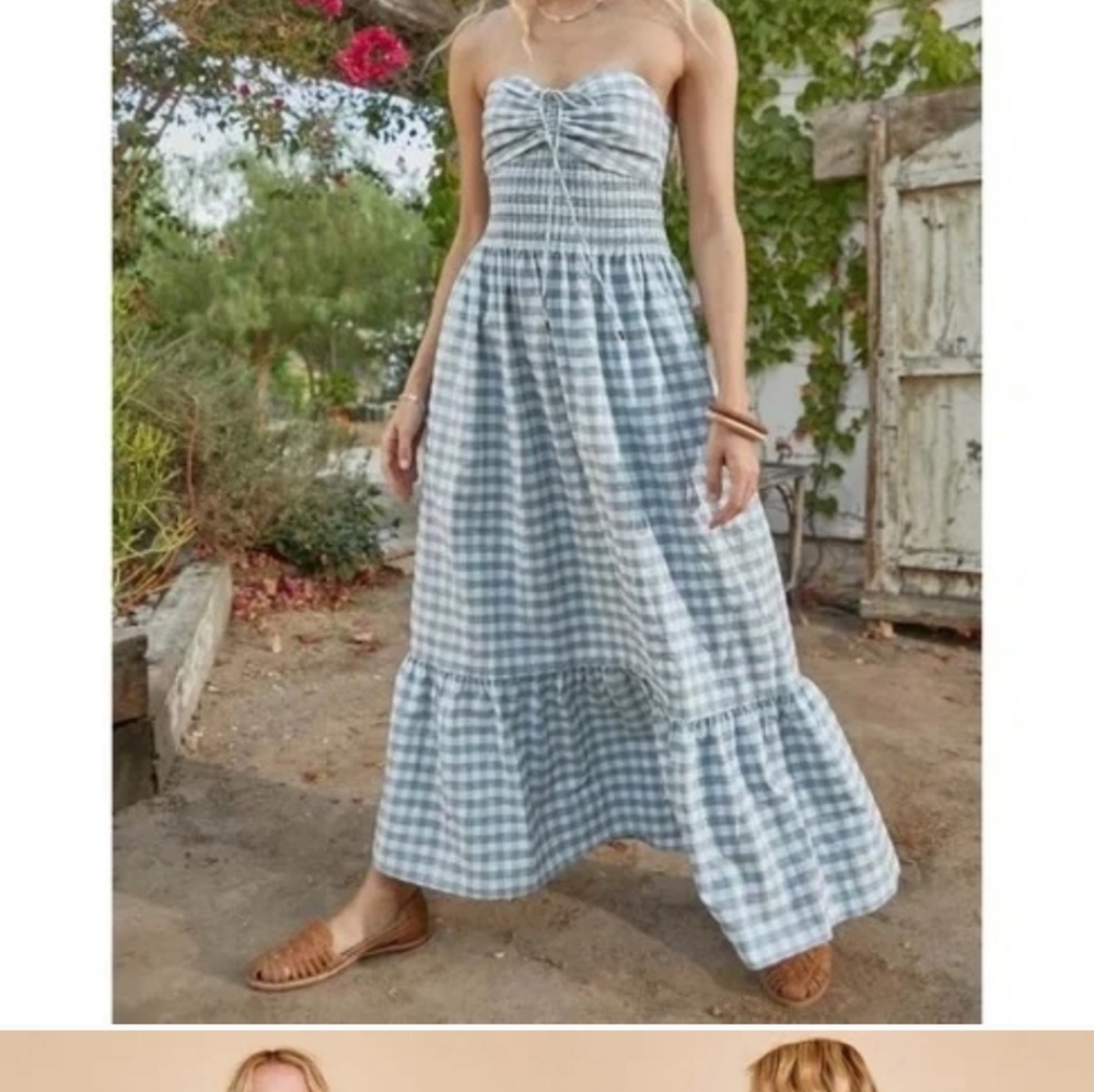 Hunter Bell green and white check dress